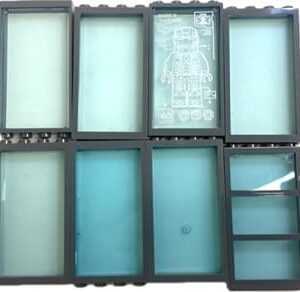 "LEGO Window Fun Pack Dark Bluish Grey Frames / Trans Light Blue Glass"