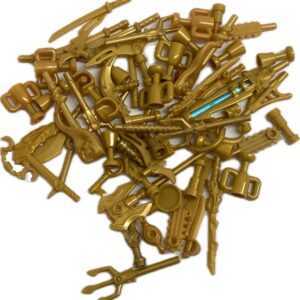 "LEGO Gold Minifigure Accessories Pack tools and weapons"