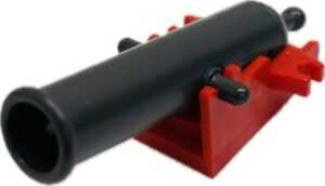 "LEGO Cannon With Red Base and Pearl Dark Grey Barrel"