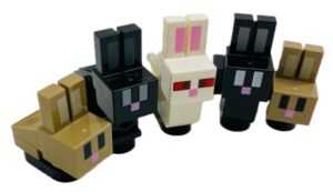 LEGO Minecraft Animal Pack Bunny Rabbits Brick Built display.