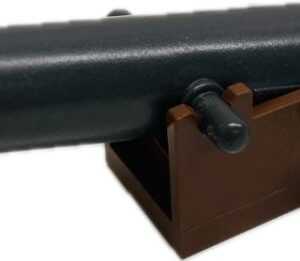 LEGO cannon with reddish brown base.