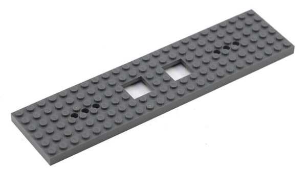 LEGO Dark Bluish Grey Train Base with cutouts.