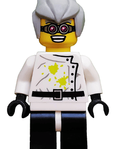 LEGO Crazy Scientist Minifigure with lab coat.