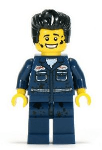 "LEGO City Mechanic Minifigure in action."