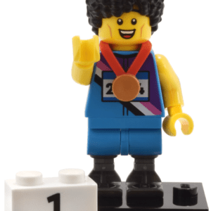 "LEGO Sprinter Minifigure in dynamic pose."