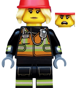 LEGO City Fire Fighter Minifigure in action.