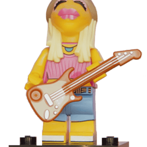 "LEGO Muppets Janice Minifigure in vibrant colors."