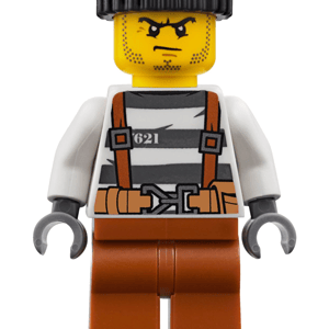 "LEGO City Bandit Crook Minifigure in action"