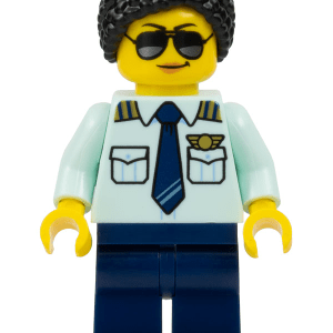 LEGO City/Town Passenger Plane Pilot Minifigure in uniform.