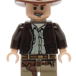 LEGO Indiana Jones Minifigure in dynamic pose.