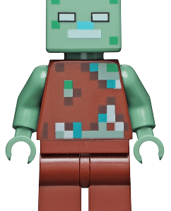 LEGO Minecraft Drowned Zombie Minifigure displayed.