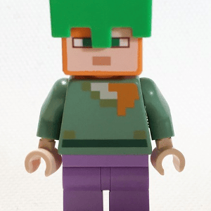 LEGO Minecraft Alex Minifigure standing proudly.