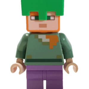 LEGO Minecraft Alex Minifigure in plastic display.