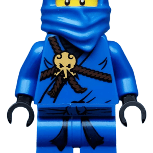 LEGO Ninjago Jay Minifigure in dynamic pose.