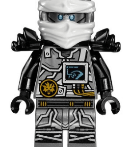 "LEGO Ninjago Zane Minifigure in dynamic pose."