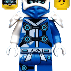 LEGO Ninjago Jay Minifigure in dynamic pose.