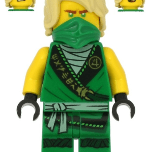 "LEGO Ninjago Lloyd Minifigure in action."