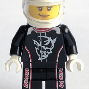 LEGO Speed Champions 2018 Dodge Challenger SRT Driver Minifigure displayed.