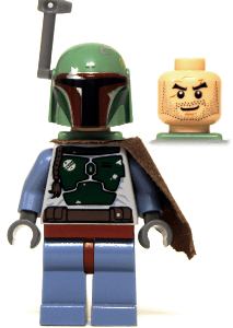 LEGO Star Wars Boba Fett Minifigure display.