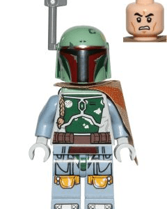 LEGO Star Wars Boba Fett Minifigure displayed.