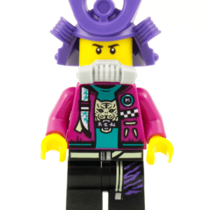 "LEGO Vidiyo Samurapper Minifigure on display."